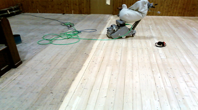 Half of the floor sanded